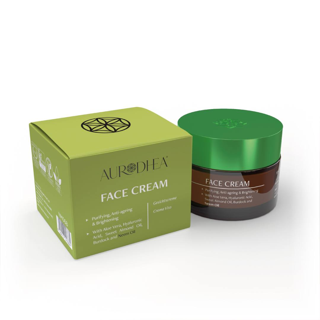 NEEM OIL FACE CREAM - 50 ML Enriched with Aloe Vera, Hyaluronic Acid, Burdock and Sweet Almond Oil
