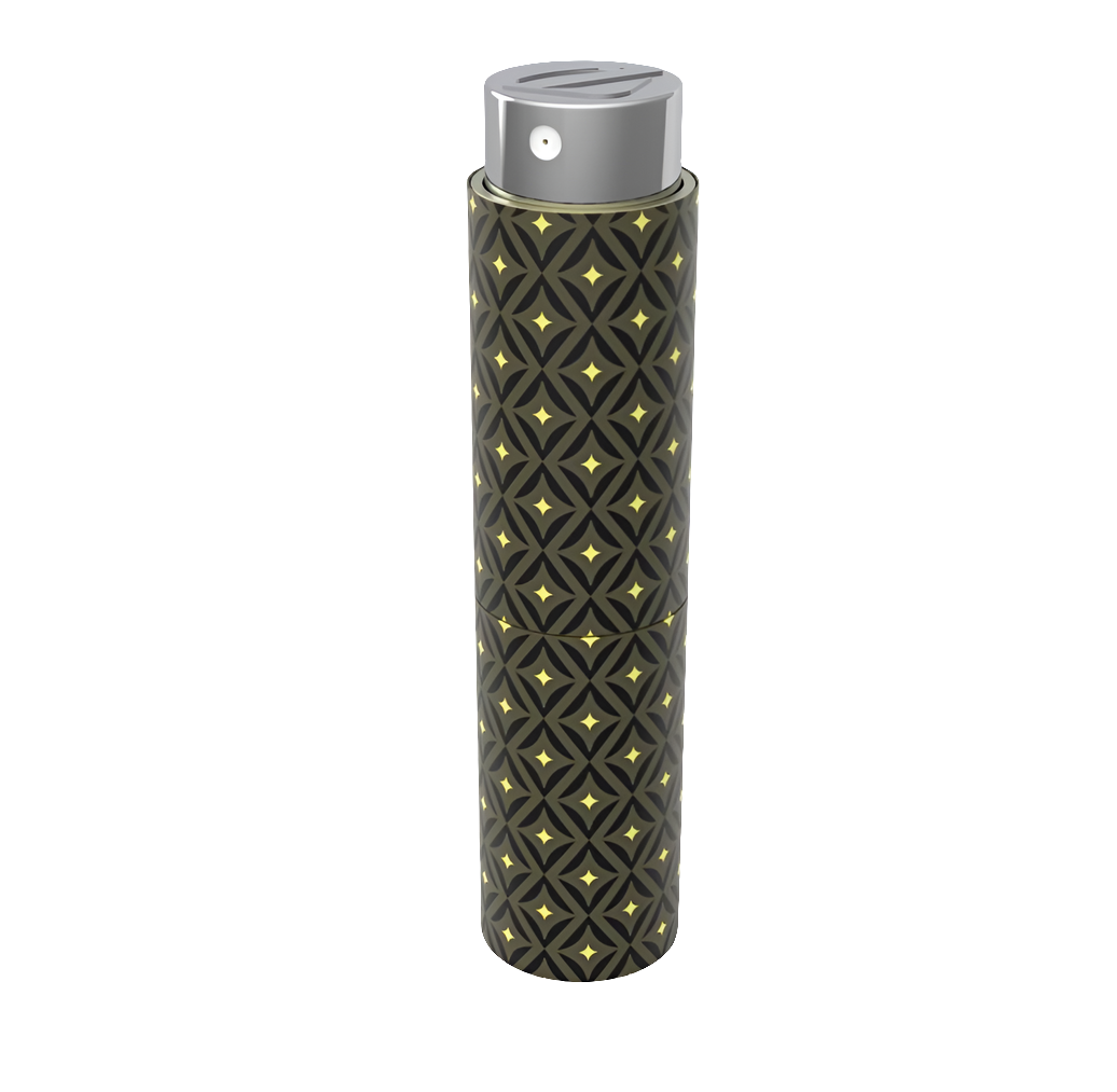 Housse de parfum de poche
Losange hypnotique - vert et jaune