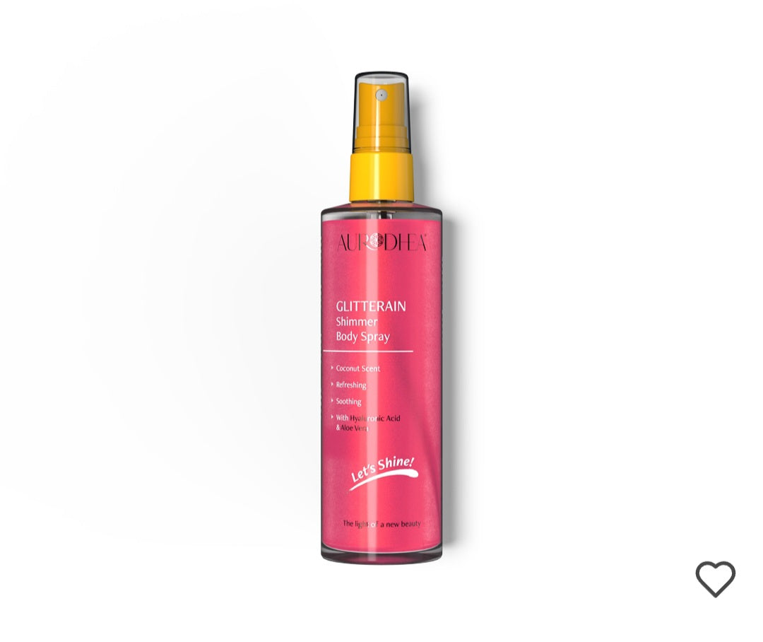 GLITTERAIN - Spray corporel rose scintillant (parfum noix de coco) - 150 ml